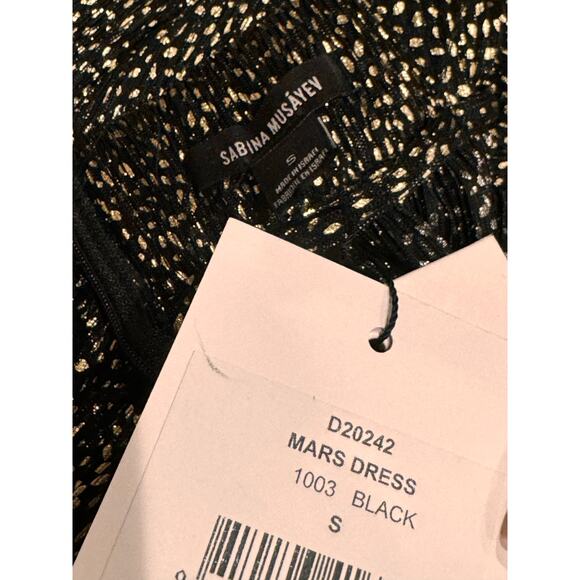 SABINA MUSAYEV Black Metallic party dress Mar V-Neck Minidress small - Picture 12 of 13